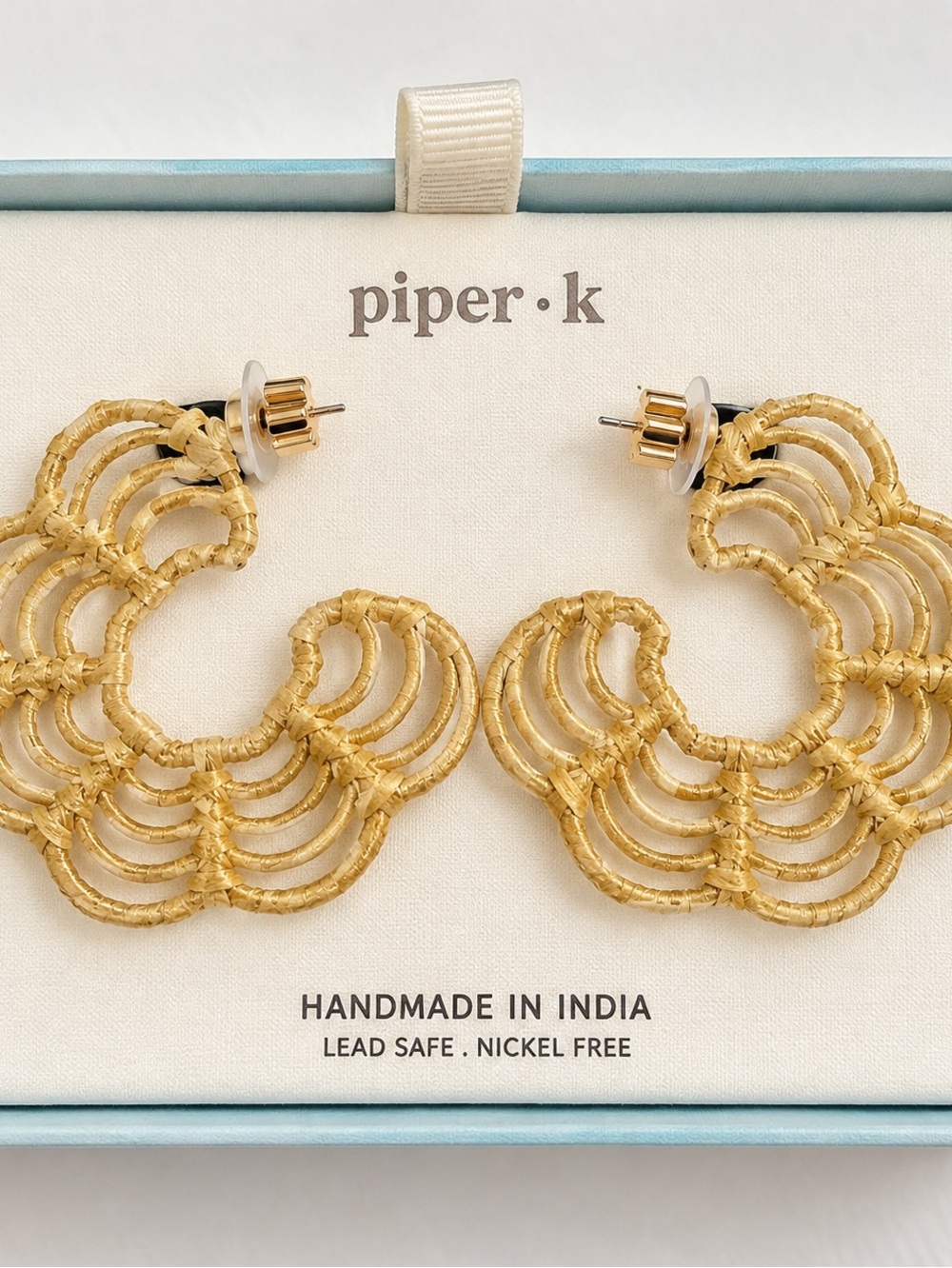 Piper K Gold Scalloped Statement Hoop Earrings NWT